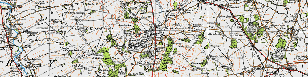 Old map of Brigmerston Down in 1919