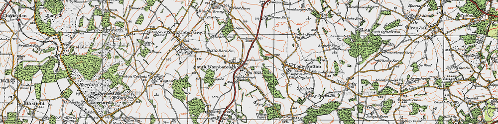 Old map of South Warnborough in 1919