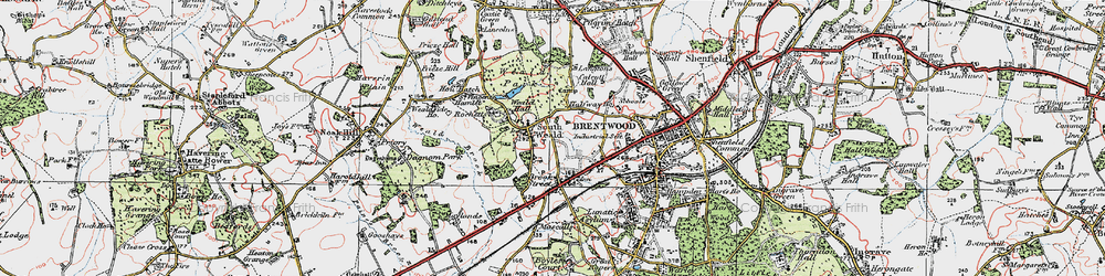 Old map of South Weald in 1920