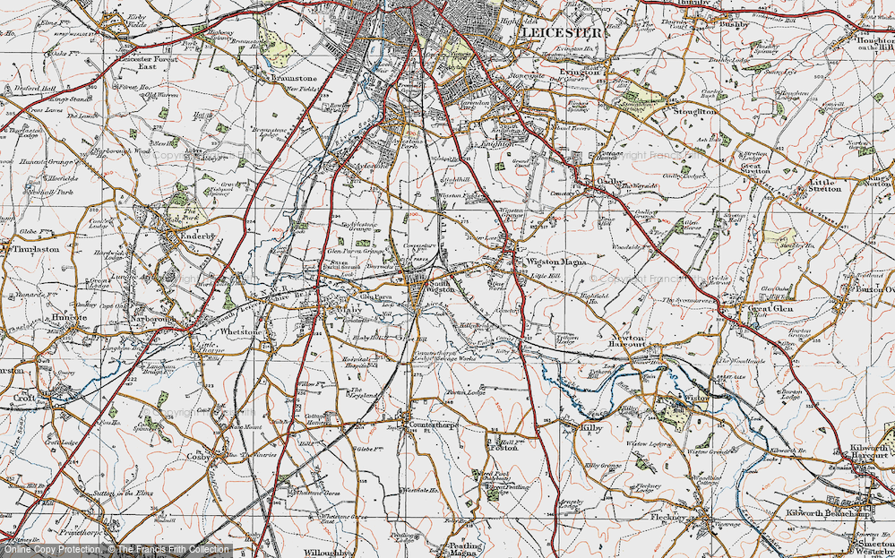 Old Map of South Wigston, 1921 in 1921