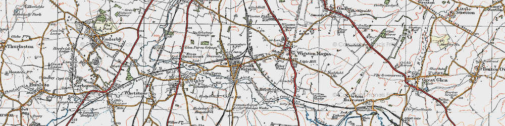 Old map of Blaby Hill in 1921