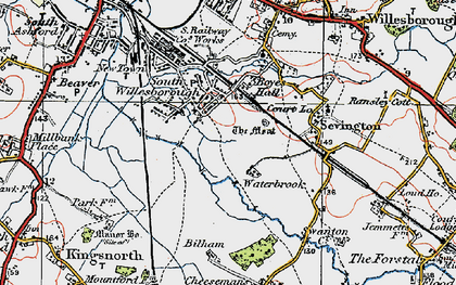Old map of South Willesborough in 1921