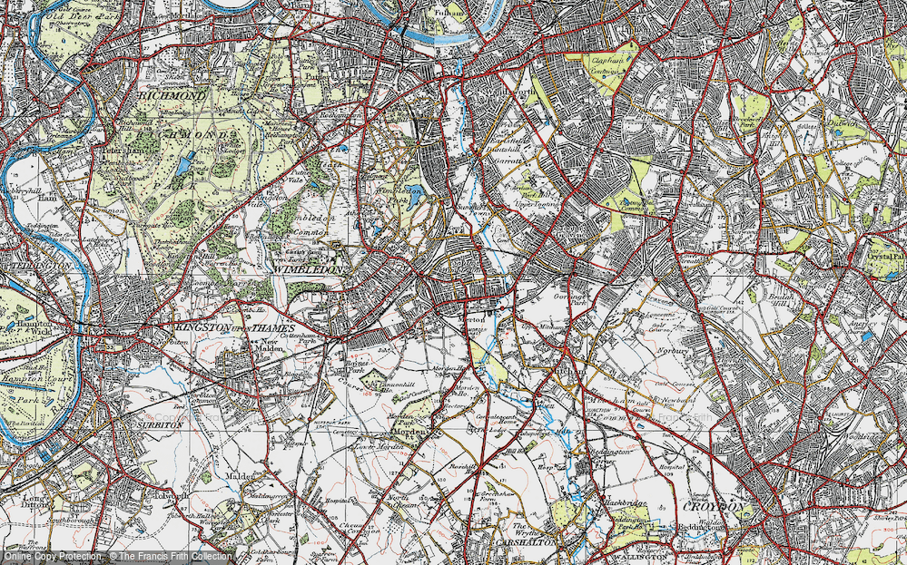 Old Map of South Wimbledon, 1920 in 1920