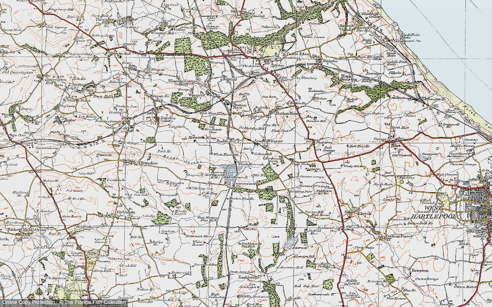 Old Map of Historic Map covering Blakeley Hill in 1925