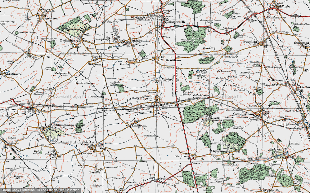 Old Map of Historic Map covering Witham Common in 1922