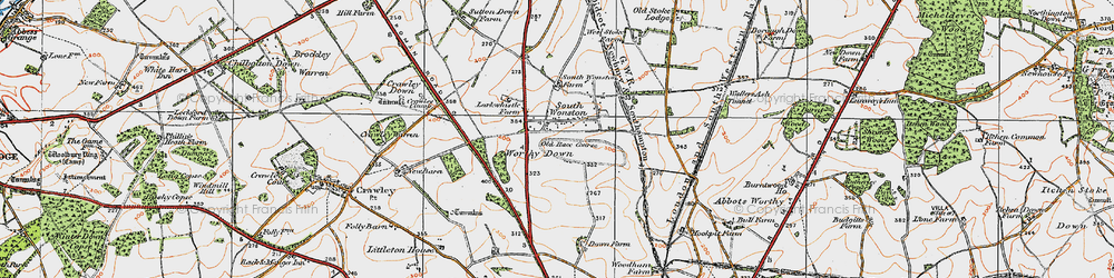 Old map of South Wonston in 1919