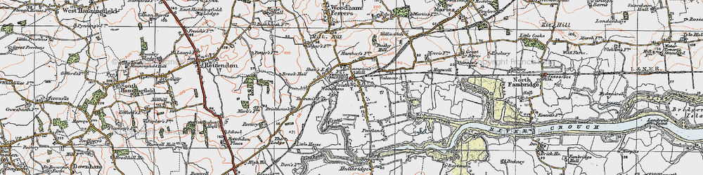 Old map of South Woodham Ferrers in 1921