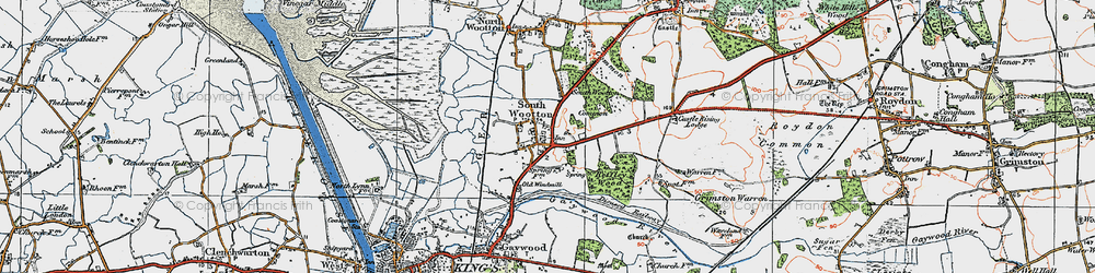 Old map of South Wootton in 1922