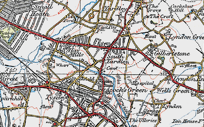 Old map of South Yardley in 1921