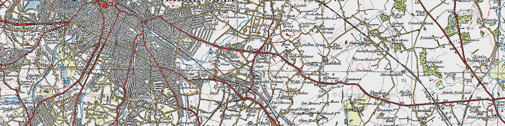 Old map of South Yardley in 1921