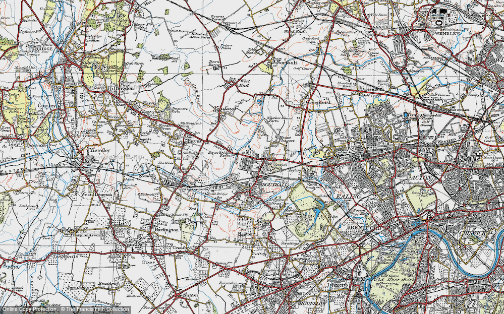 Old Map of Southall, 1920 in 1920