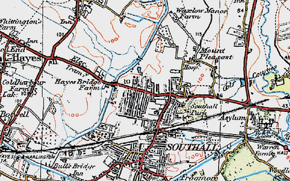 Old map of Southall in 1920