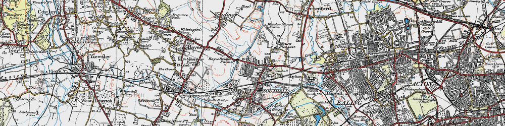 Old map of Southall in 1920
