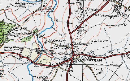 Old map of Southam in 1919