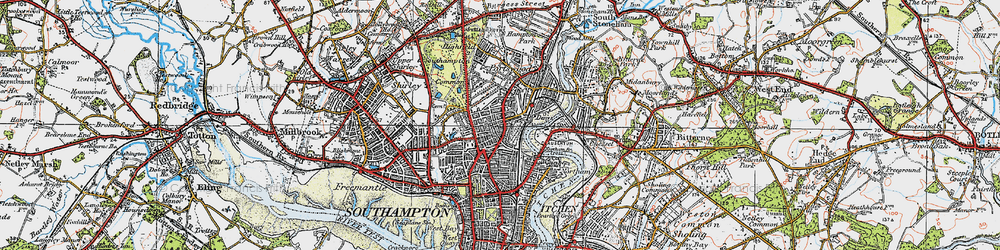 Old map of Southampton in 1919