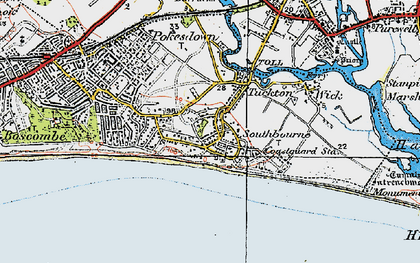 Old map of Southbourne in 1919