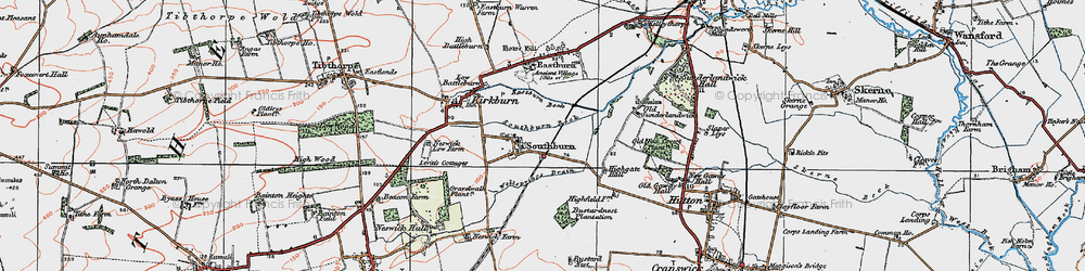 Old map of Southburn in 1924