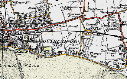 Old map of Southchurch in 1921