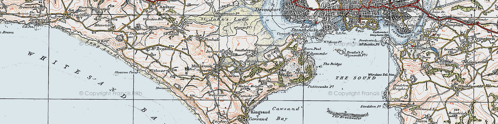 Old map of Southdown in 1919