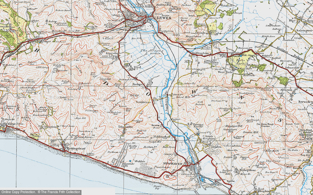 Old Map of Southease, 1920 in 1920