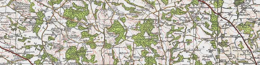 Old map of Balham's Wood in 1919