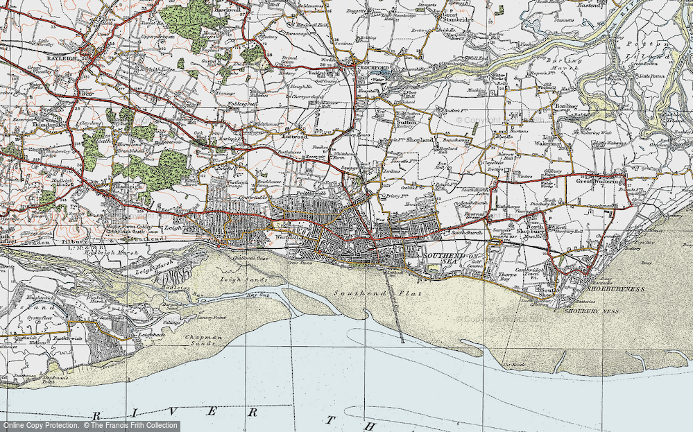 Old Map of Southend-on-Sea, 1921 in 1921