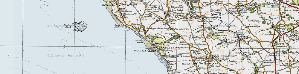 Old map of Dunraven Bay in 1922