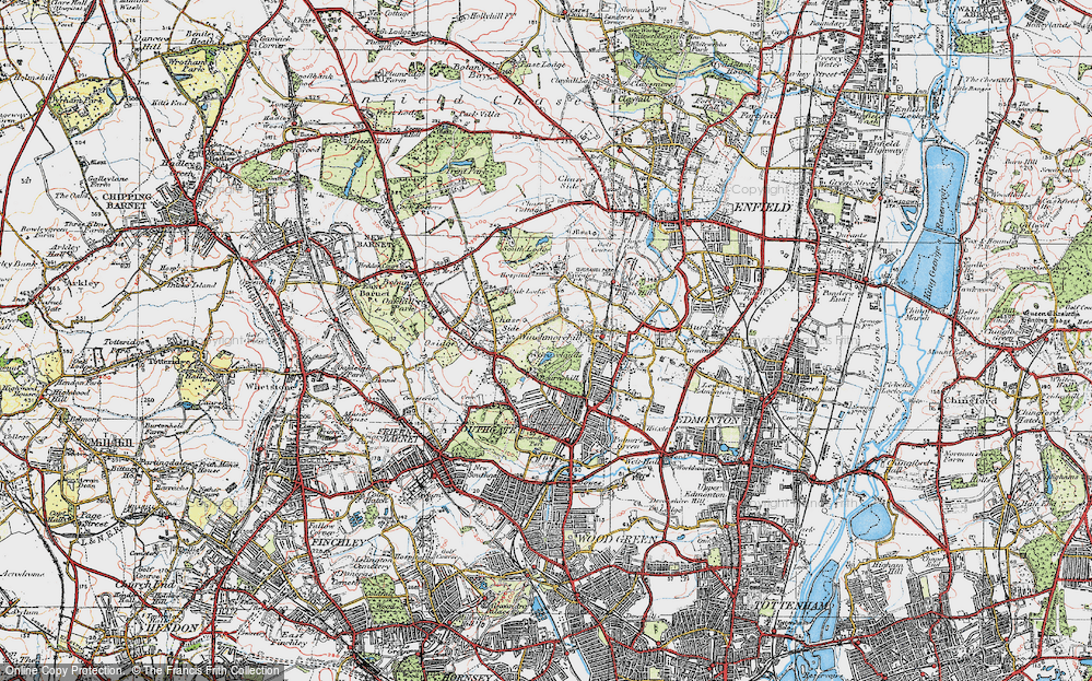 Old Map of Historic Map covering Oakwood Park in 1920