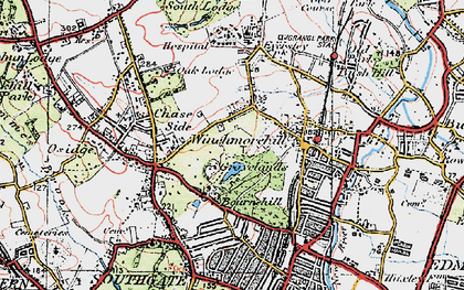 Old map of Southgate in 1920