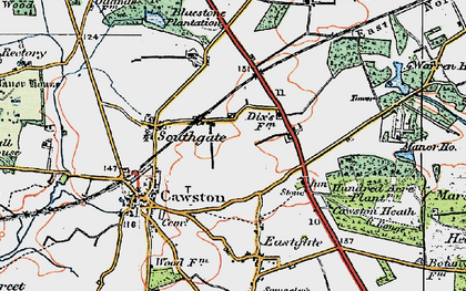 Old map of Southgate in 1922