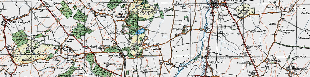 Old map of Southill in 1919