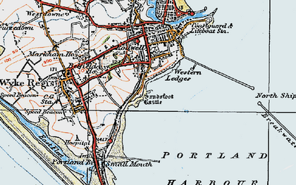 Old map of Portland Harbour in 1919