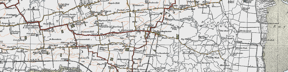 Old map of Southminster in 1921