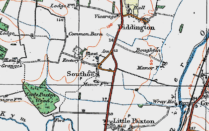 Old map of Boughton Village in 1919