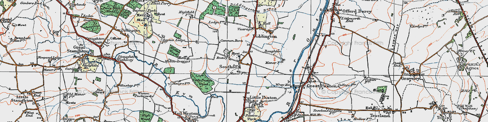 Old map of Southoe in 1919