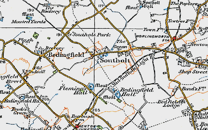 Old map of Bedingfield Hall in 1921