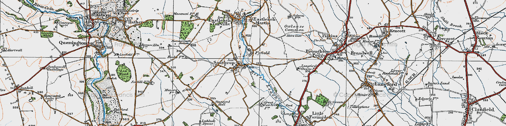 Old map of Southrop in 1919