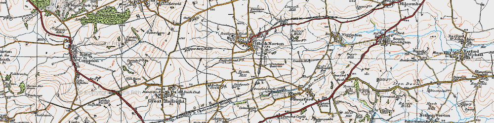 Old map of Southrop in 1919