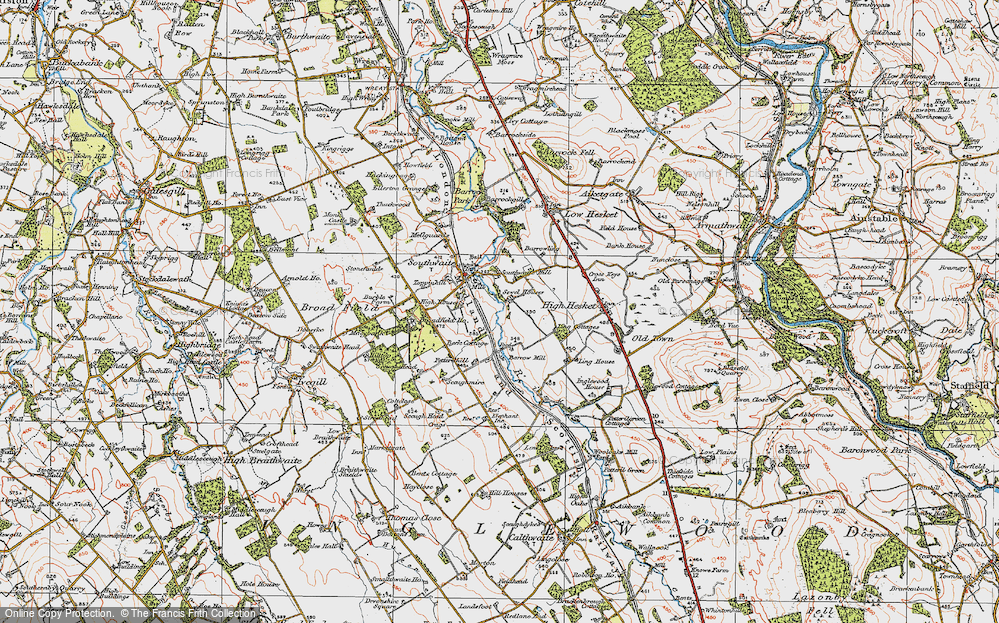 Old Map of Historic Map covering Beck Cotts in 1925
