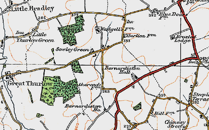 Old map of Barnardiston Hall (Sch) in 1920