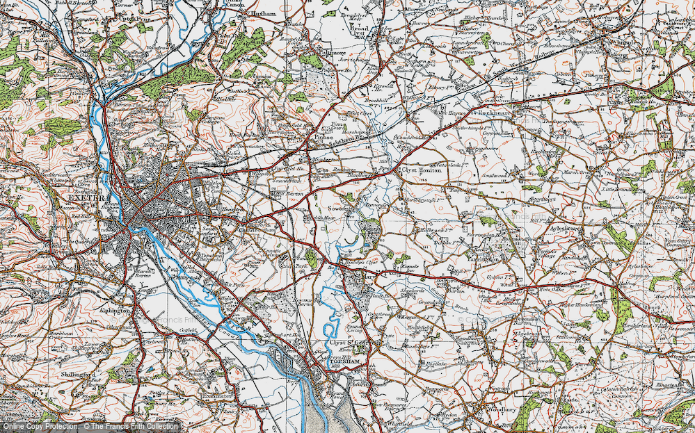 Old Map of Sowton, 1919 in 1919