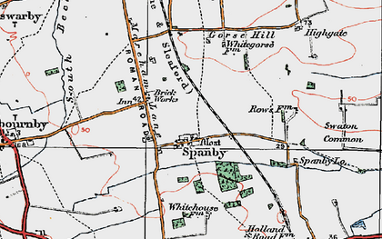 Old map of Spanby in 1922