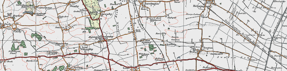 Old map of Spanby in 1922