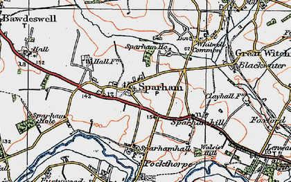 Old map of Sparham in 1921