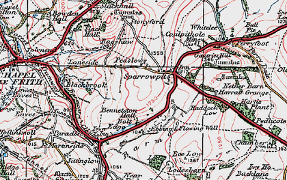 Old map of Sparrowpit in 1923