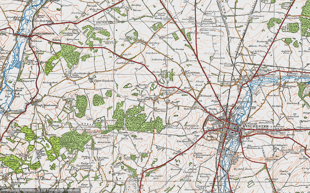 Old Map of Sparsholt, 1919 in 1919