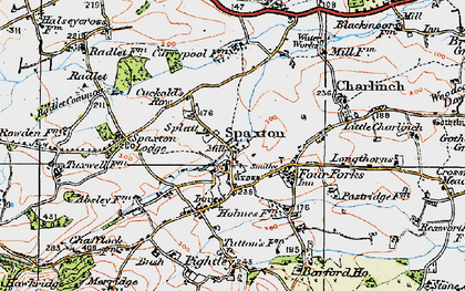 Old map of Spaxton in 1919