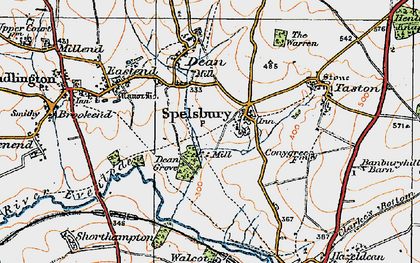 Old map of Spelsbury in 1919