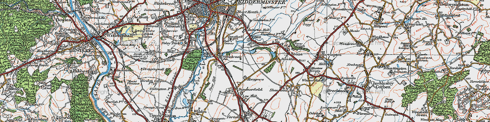 Old map of Spennells in 1921