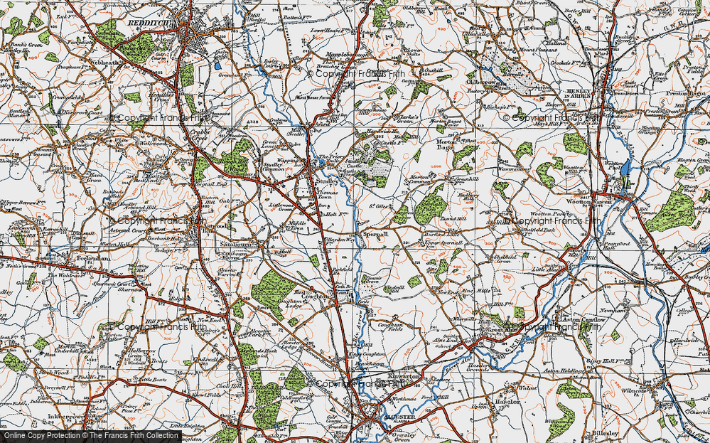 Old Map of Historic Map covering Spernall Park in 1919